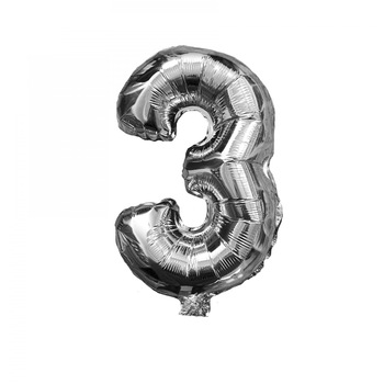 Balon folie metalizata, figurina cifra 3 argintiu Balon folie metalizata, figurina cifra 3 argintiu