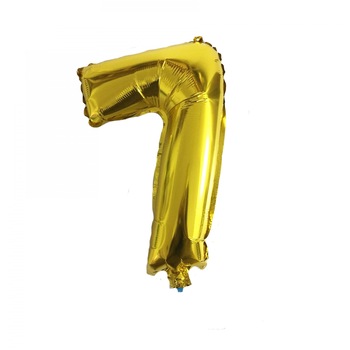 Balon folie metalizata, figurina cifra 7 auriu Balon folie metalizata, figurina cifra 7 auriu