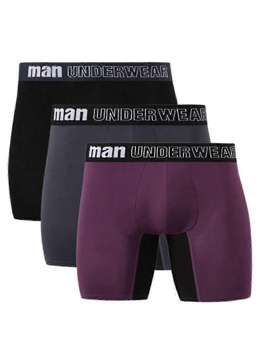 Set 3 buc boxeri barbati, negru, gri, 93% fibra de bambus, 7% spandex