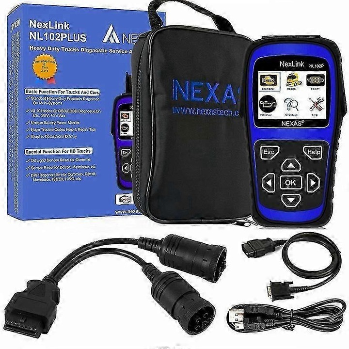 Tester diagnostic camioane grele Nexas Nl102p, suport OBDII, regenerare DPF, resetare ulei, multicolor