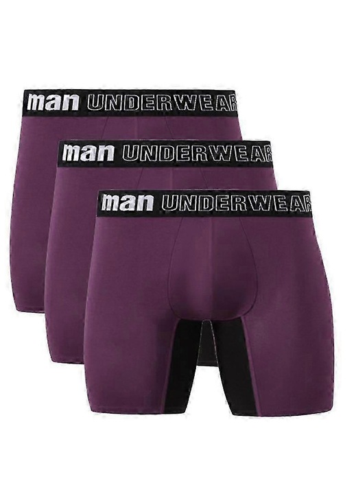 Set 3 buc boxeri barbati, 93% fibra de bambus, 7% spandex, Violet