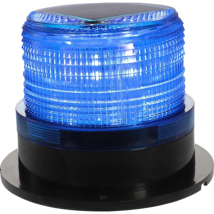 Lumina stroboscopica solara, compacta, intensitate mare, albastra, 12.80x9.50x9.40cm, pentru camioane si vehicule de urgenta