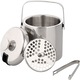 Set frapiera din inox Leccik, capacitate 1.3 L, 20x14 cm, cu cleste si sita, gri