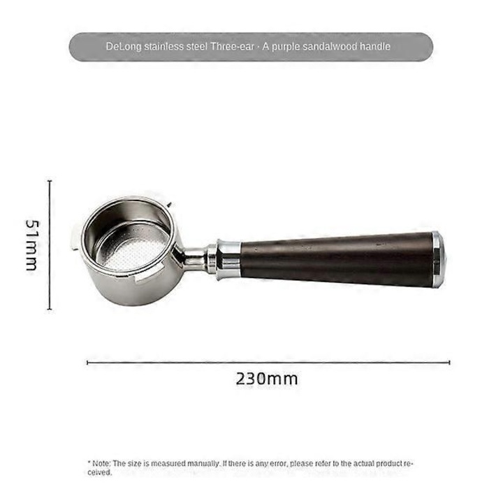 Portafiltru fara fund 51mm din otel inoxidabil pentru aparate de cafea Delonghi, design detasabil, usor de curatat