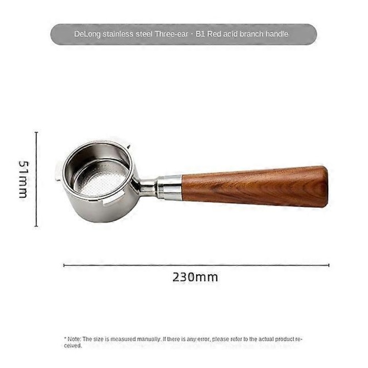 Portafiltru fara fund 51mm din otel inoxidabil pentru aparat de cafea Delonghi, design detasabil, usor de curatat