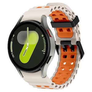 Curea din silicon CLOOPER™ Sport Drive 20mm, compatibila cu Samsung Galaxy Watch 4/5/6/7/Classic/Pro, Bej Portocaliu