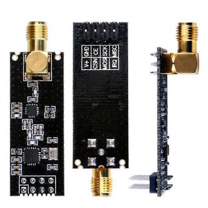 NRF24L01 vezeték nélküli modul készlet 4 darabos, antennával, 800+ méter, 2.4GHz, fekete