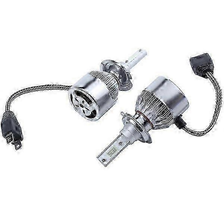 Set 2 becuri LED H7 8000K pentru faruri auto, lumina alba pura, 72W, aluminiu, 360 grade