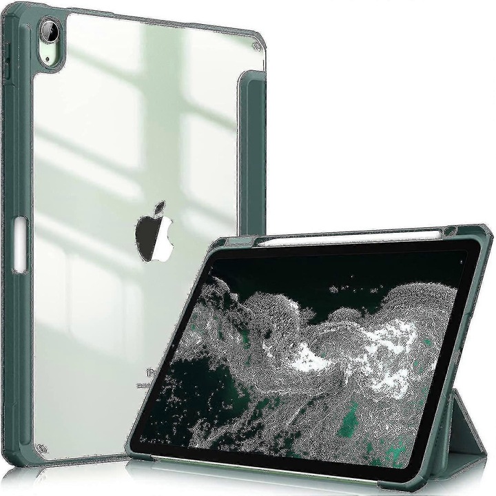 iPad Air 5. generációs (2022) / iPad Air 4. generációs (2020) 10,9 hüvelykes tablettok, sötétzöld, ceruzatartóval