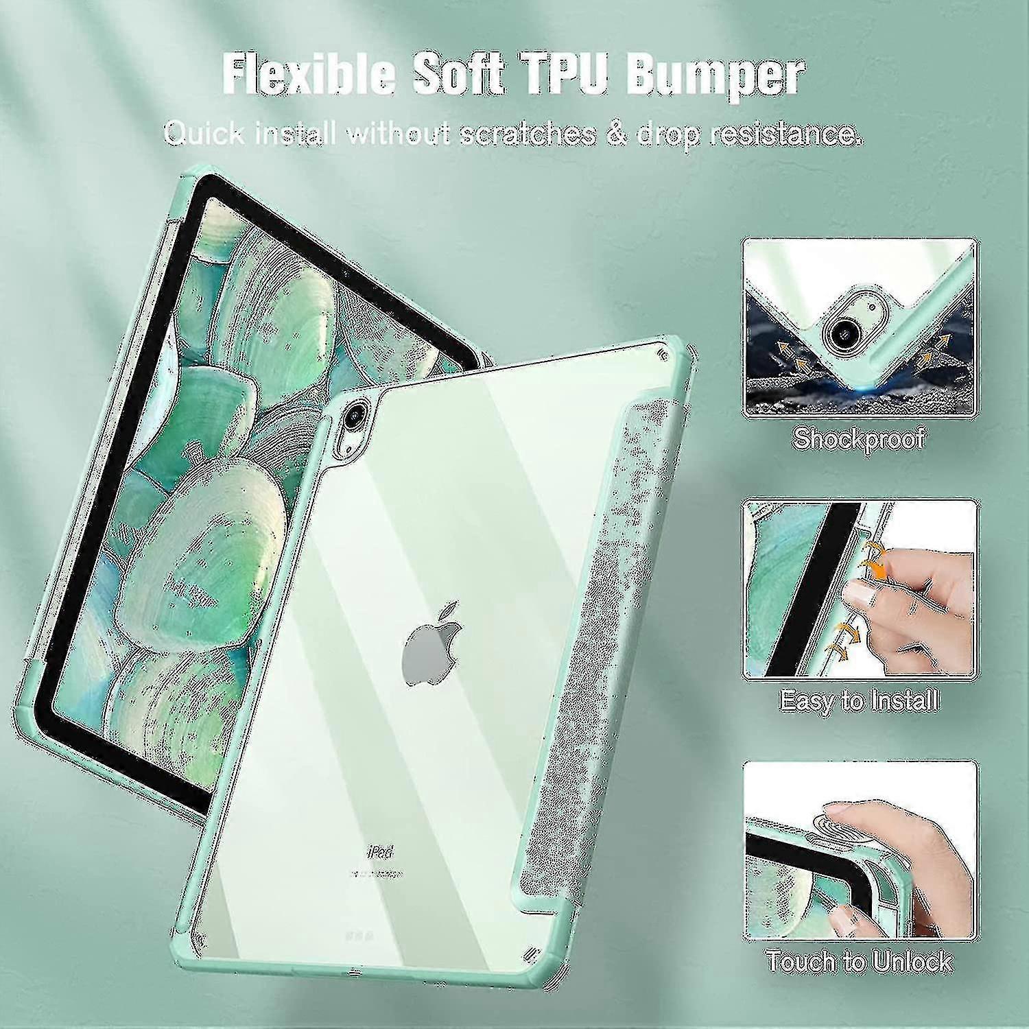 Husa tableta pentru iPad Air 5th Gen (2022) si iPad Air 4th Gen (2020) 10.9 inch, verde, cu suport pentru creion