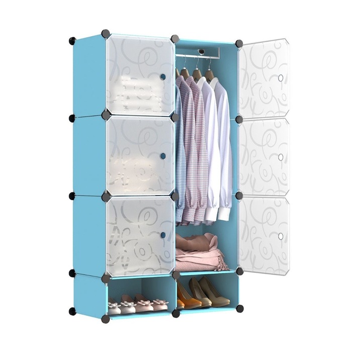 Dulap Modular, 6 Usi, Naimeed D7145, 127x75x37cm, Albastru