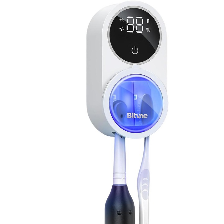 LED стерилизатор за четка за зъби, Bitvae, UV-C, BVX122, бял