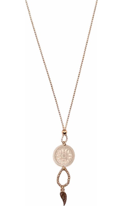 Colier dama cu pietre, otel placat cu aur, auriu