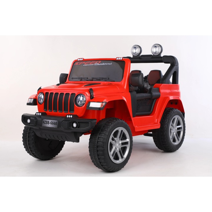 Mamido Masinuta electrica de jucarie SPEED 2.0 - 4x4 rosie | 180W | EVA | LED-uri | 2,4 GHz | Piele ECO | 12V7Ah