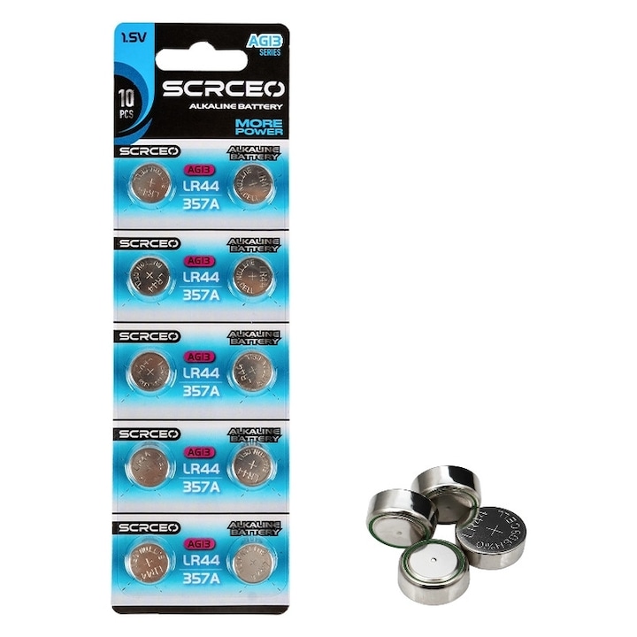 Комплект 10 алкални батерии GAONENGMIX AG13 1.5V сребристи 11.6x5.4мм