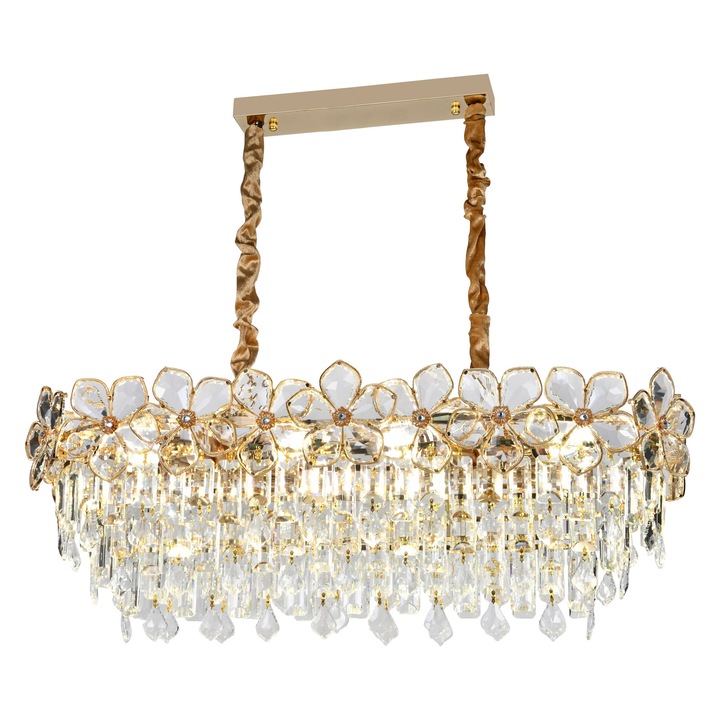 Полилей RFAN, модел 75001/800*300, кристална текстура, метал, 8 x E14, златист