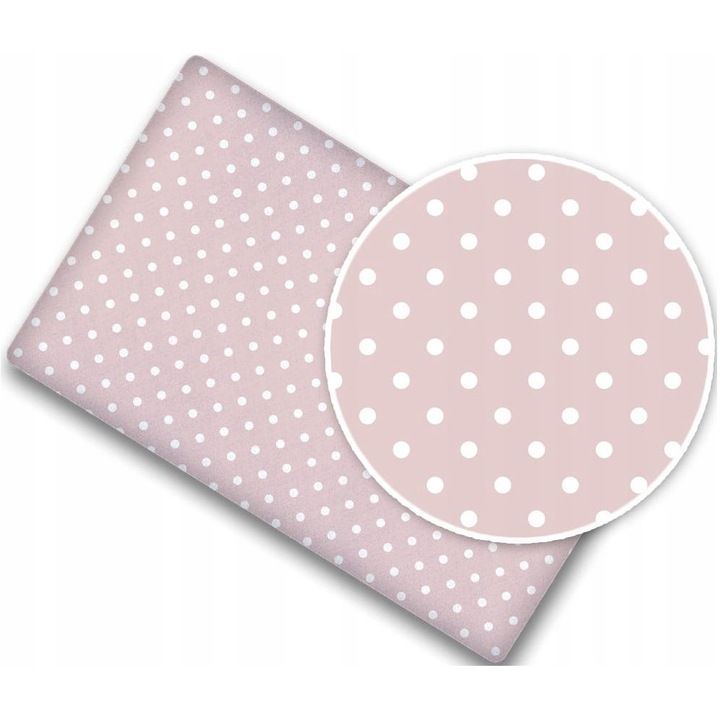Cearceaf cu banda elastica pentru pat copii dimensiune 160x80 cm 100% bumbac, BabyMam pink/dots