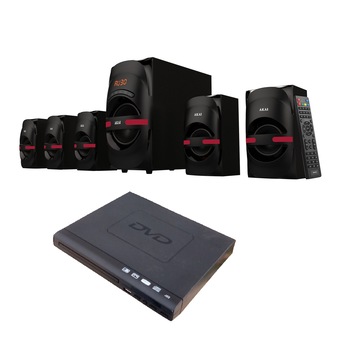 Boxe audio Akai 5., Woofer Activ,+ DVD Player USB, , Telecomanda, negru Boxe audio Akai 5., Woofer Activ,+ DVD Player USB, , Telecomanda, negru