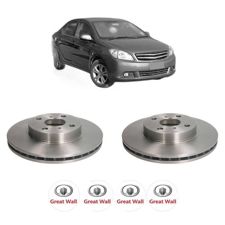 Set 2 discuri frana Fata GREAT WALL VOLEEX C30 din 2010, KW 71 CP 97 CMC 1497, Auto, Bosch, 4 Stickere auto cu GREAT WALL