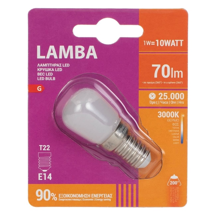 Bec LED Lámpa, LL351-MJ850, E14, 1W, Meleg Fehér Fény, 3000K, Élettartam 25.000 Óra, MYONNA IT & E- COMMERCE ®