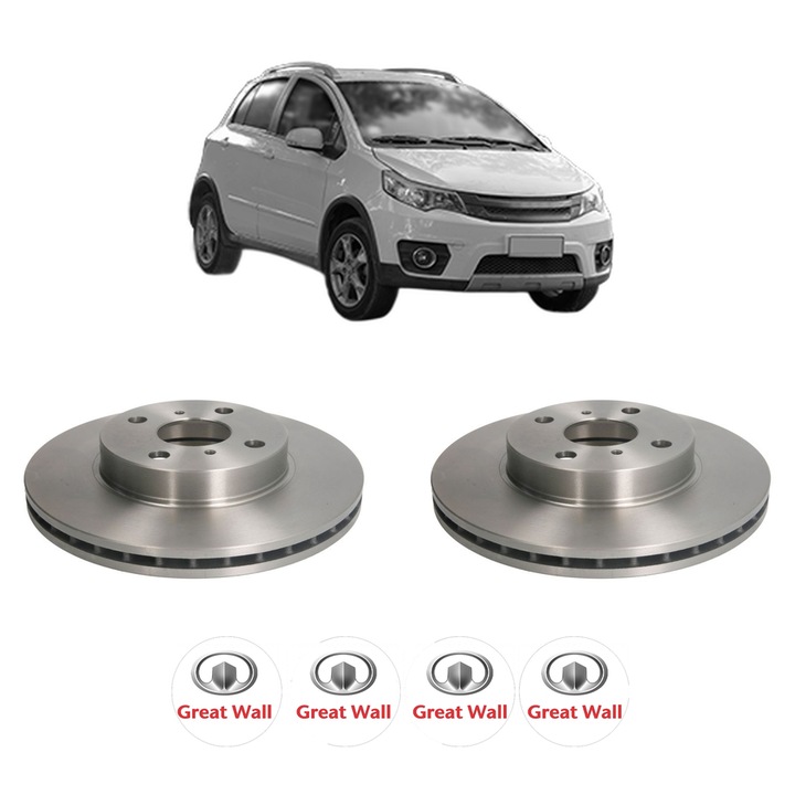 Set 2 discuri frana Fata GREAT WALL VOLEEX C20R din 2013, KW 71 CP 97 CMC 1497, Auto, Bosch, 4 Stickere auto cu GREAT WALL