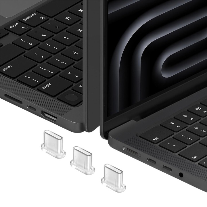 Комплект от 3 тапи против прах за Type C порт за лаптоп, USB-C, Устойчиви на прах, течности, Силиконови, Издръжливи, Лесно поставяне, Практичен размер, Прозрачни