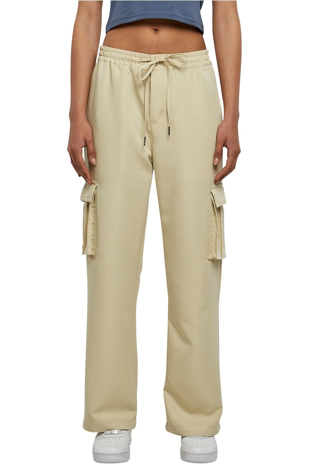 Urban Classics, Pantaloni cargo cu croiala ampla si snur de ajustare, Bej, 2XL