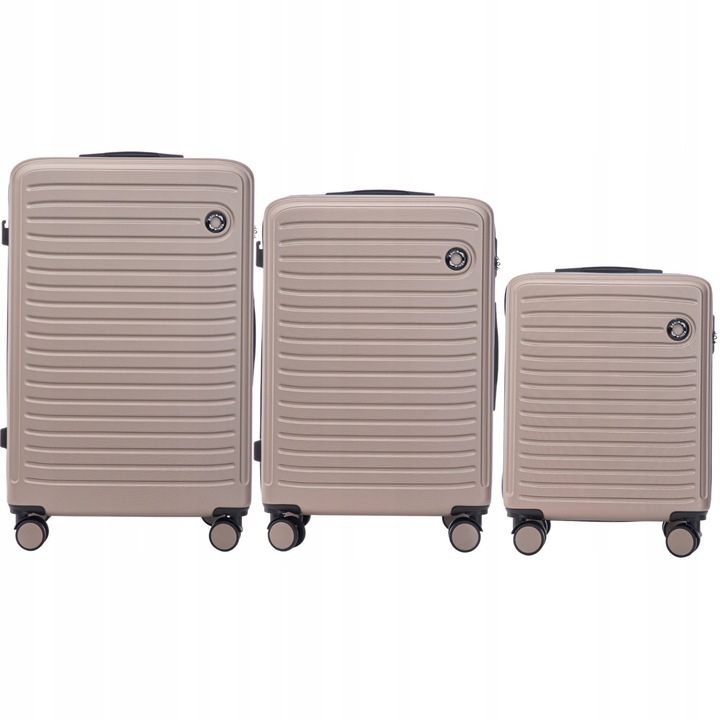 Wings Coot bőrönd szett - kabin, közepes és nagy, ABS+, 360 fokban forgó kerekek, arany