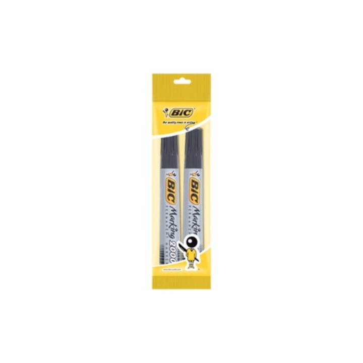 Set 2 Markere Permanent BIC 2000 Negru