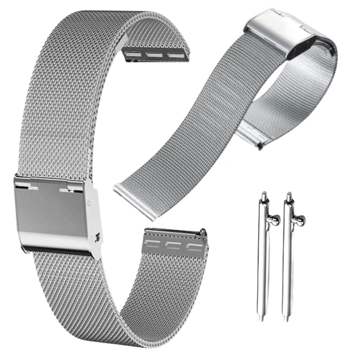Fém szíj, karkötő Huawei Watch GT 4 41 mm, Huawei Watch GT 5 41 mm, Garmin, Vivoactive 4S, Venu 2S, 3S, Casio, Fosil, 18 mm, ezüst