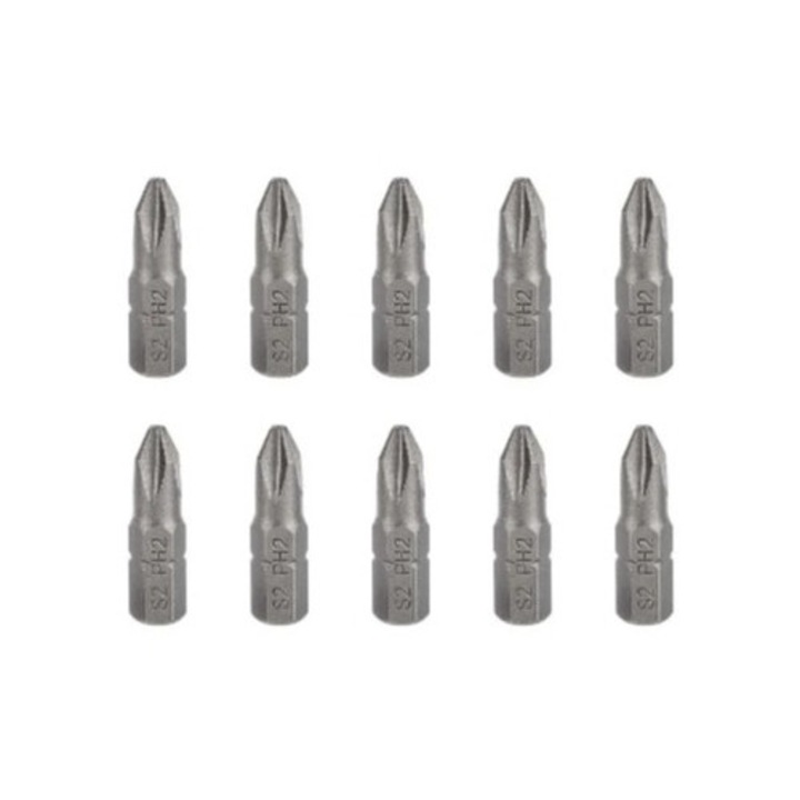 Накрайници S2 PH2 Dexter, стомана, 25 мм (комплект 10 броя)