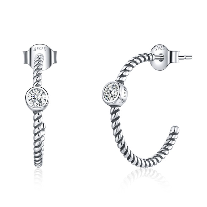 Cercei din argint crystal swirls