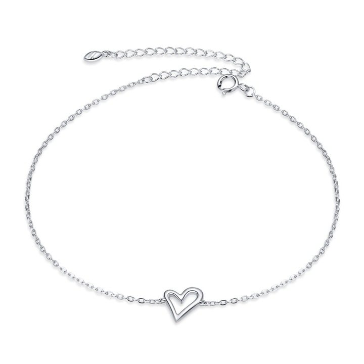 Bratara de glezna din argint simple heart