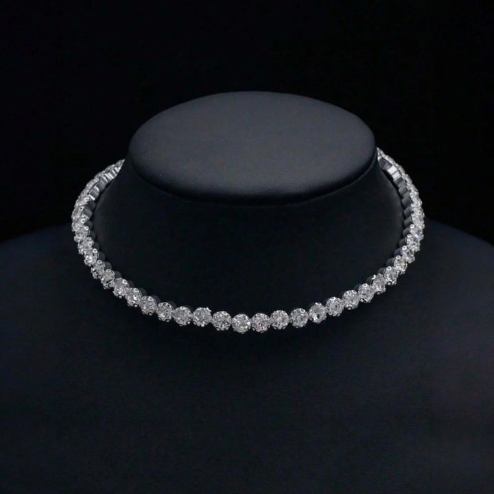 Colier tennis, argintiu, cu cristale, Dede C10