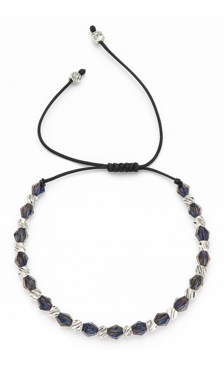 Bratara reglabila cu cristale cameleon si bilute fatetate din argint 925