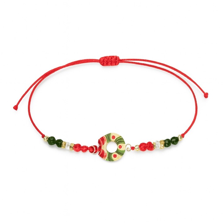 Bratara Tematica de Craciun cu Snur Reglabil, Rosu