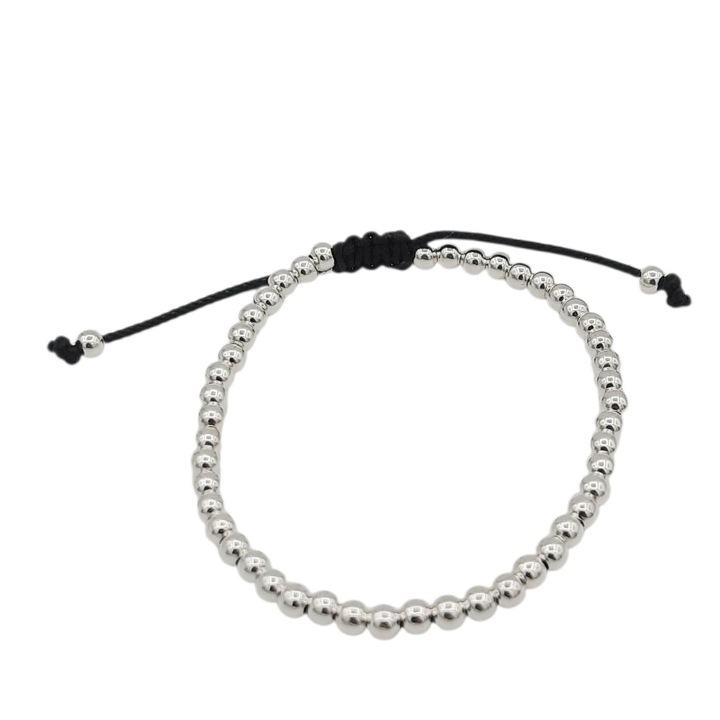 Bratara pe snur cu bile 4 mm din Argint 925 lungime 18 cm Agnes