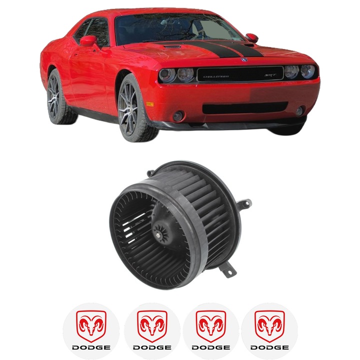 Ventilator Aeroterma Habitaclu DODGE CHALLENGER SRT8 din 2008, auto, 4x Stickere Auto cu DODGE