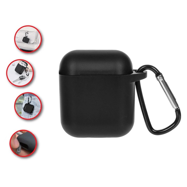 Fekete tok fémkapoccsal Airpods-hoz