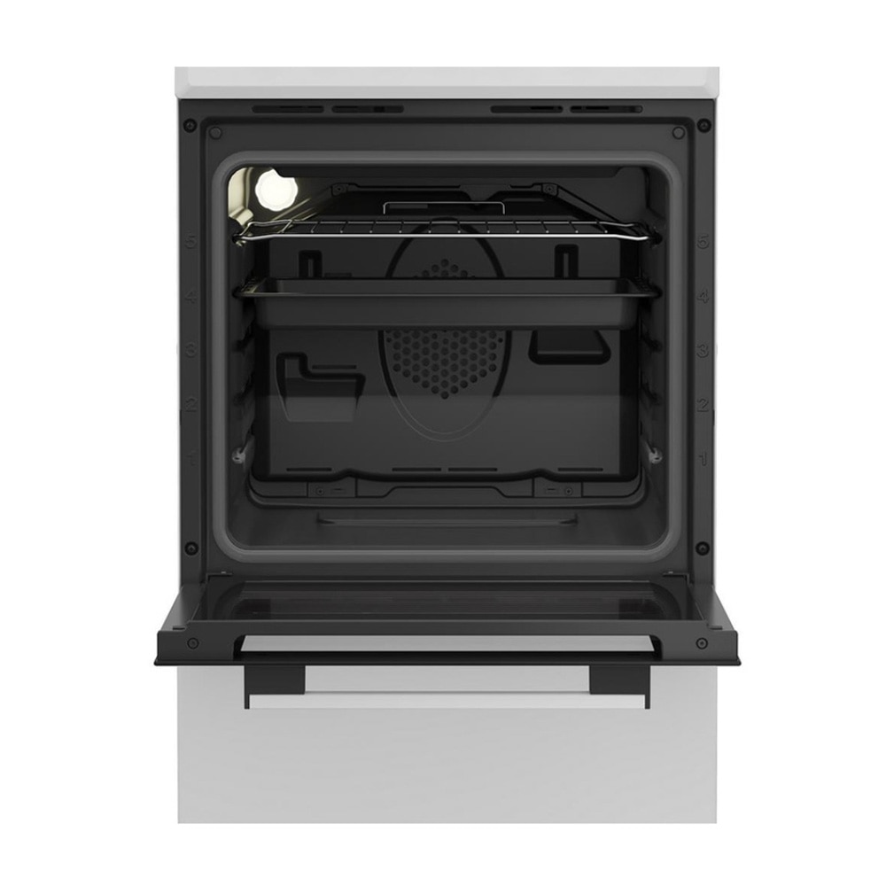 Aragaz electric Indesit I5E5PMW, Cuptor multifunctional, 4 plite electrice, Curatare hidrolitica, 50 cm, 55 l, Clasa A, Alb