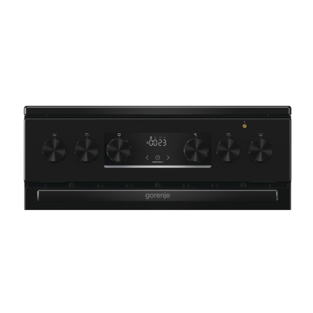 Aragaz electric Gorenje GEC5C40BG, Plita vitroceramica 4 zone, Cuptor multifunctional, PIzza, Autocuratare hidrolitica, 50 cm, 70 l, Clasa A, Negru