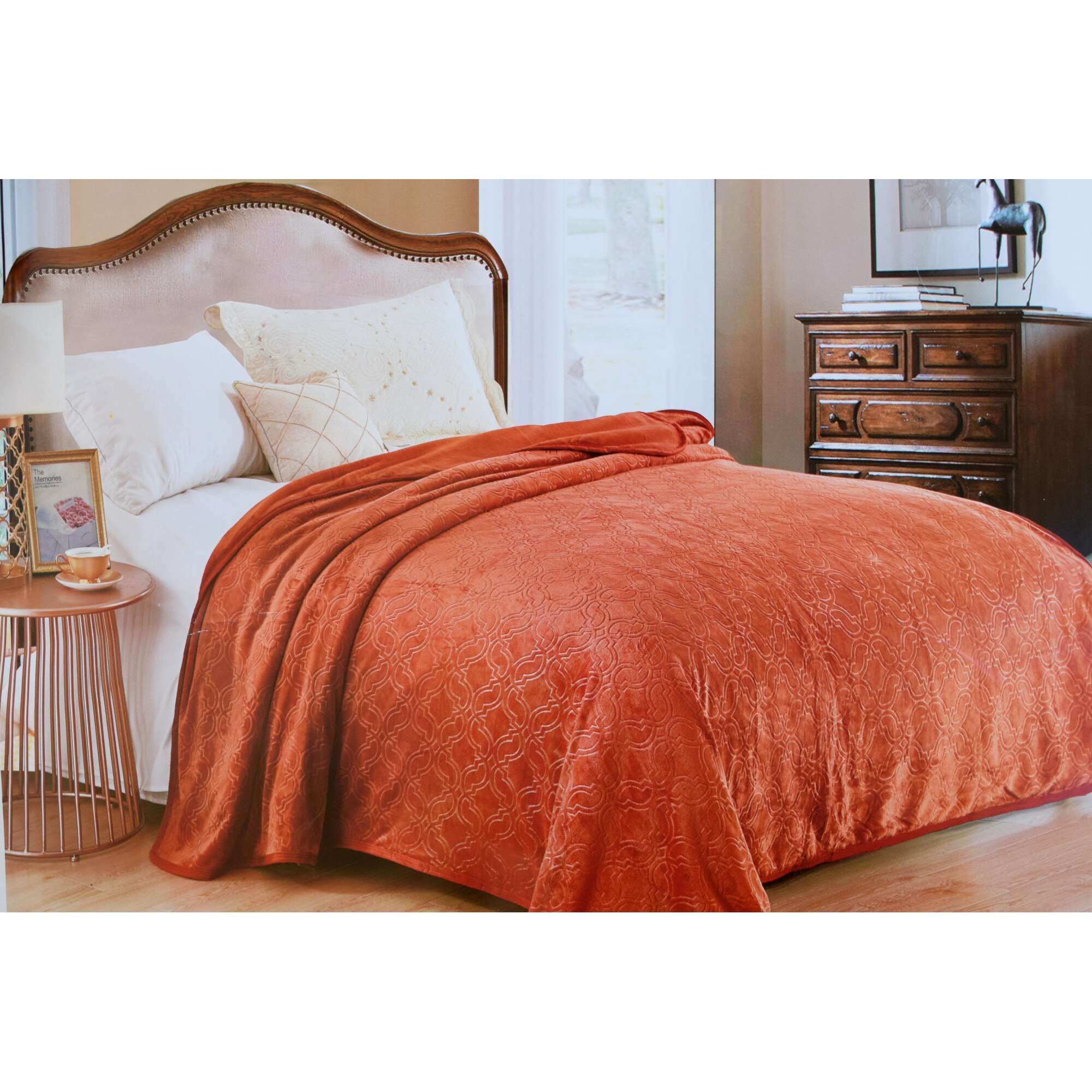 Patura Cocolino, groasa, 2 persoane, orange, cu model, G13