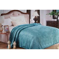 Patura Cocolino groasa si moale uni cu punga cadou 200X230cm turcoaz GR33