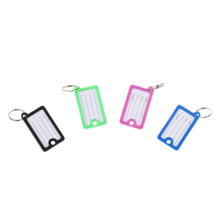 Etichete Suspendabile Chei, Set 12 Bucati, Multicolor, 4.8x2.6cm, Metal si Plastic, MYONNA IT & E- COMMERCE ®