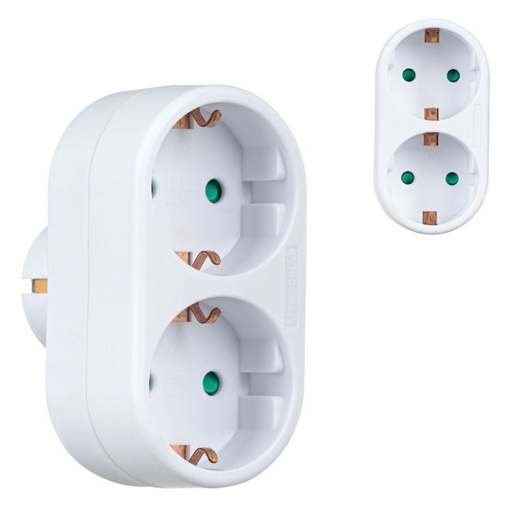 Adaptor Electric, Tiplu, 2 Prize, Siguranta Copii, 3680W, MYONNA IT & E- COMMERCE ®