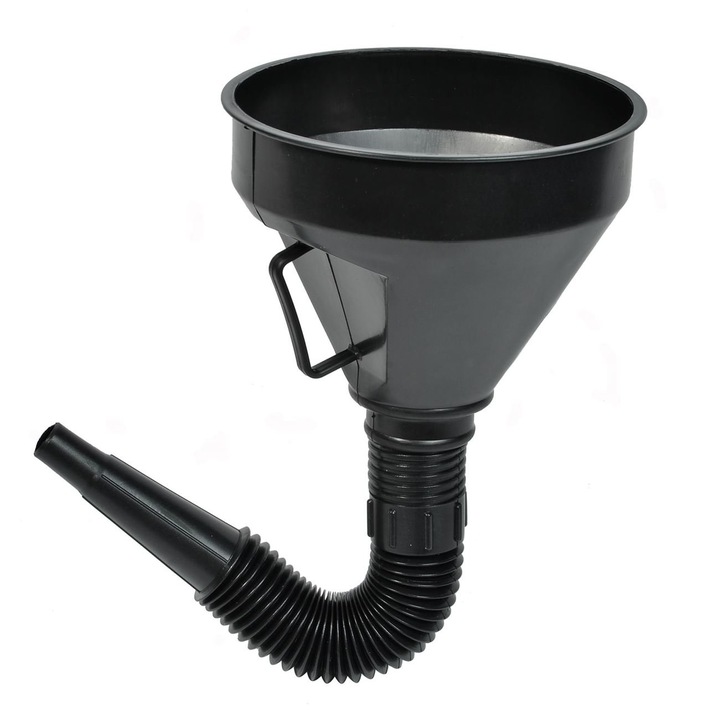 Autós tölcsér, univerzális modell, széles nyakú, szűrővel, rugalmas csővel, fekete, 14 cm, MYONNA IT & E- COMMERCE ®