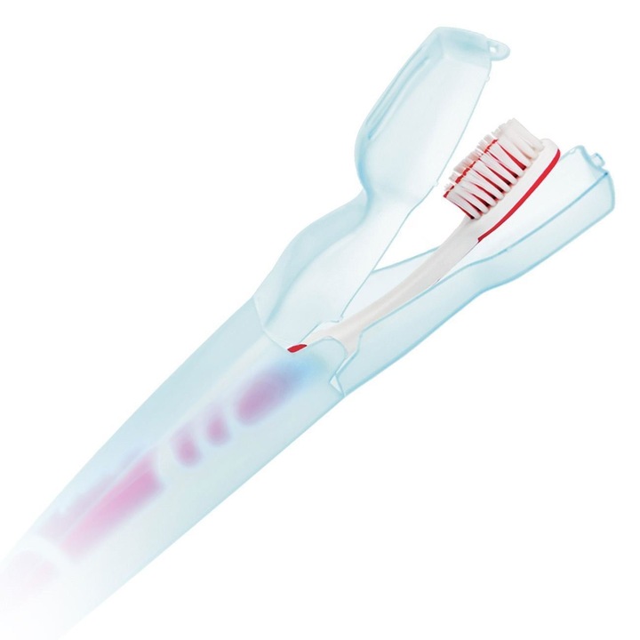 Suport Periuta de Dinti, Elegant, Cutie de Voiaj, Plastic, Culoare Ciel, Dimensiuni 20.5x2x3cm, MYONNA IT & E- COMMERCE ®