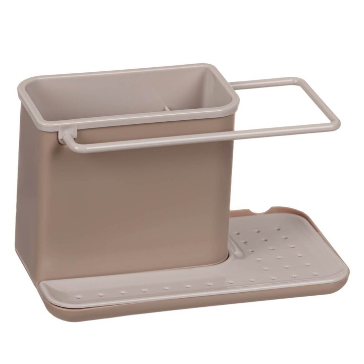 Органайзер за мивка пластмасов, многофункционален, отделение за препарат, бежов, 20.8x11x13cm, COMSTO IT & E-COMMERCE®