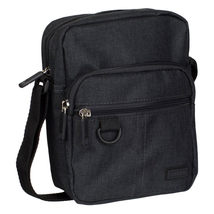 Borseta Barbati Urban, Negru, Dimensiuni 19.5x8x15 cm, Poliester, Curea Reglabila, MYONNA IT & E- COMMERCE ®