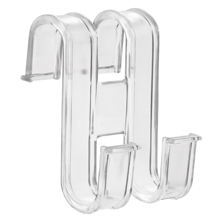 Cuier Usa Plastic, 2 Spatii, Transparent, Dimensiuni 7x3.5x10.5cm, Greutate Maxima 6kg, MYONNA IT & E- COMMERCE ®